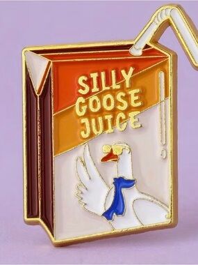 Silly Goose Juice, Juice Box Enamel Metal Pin